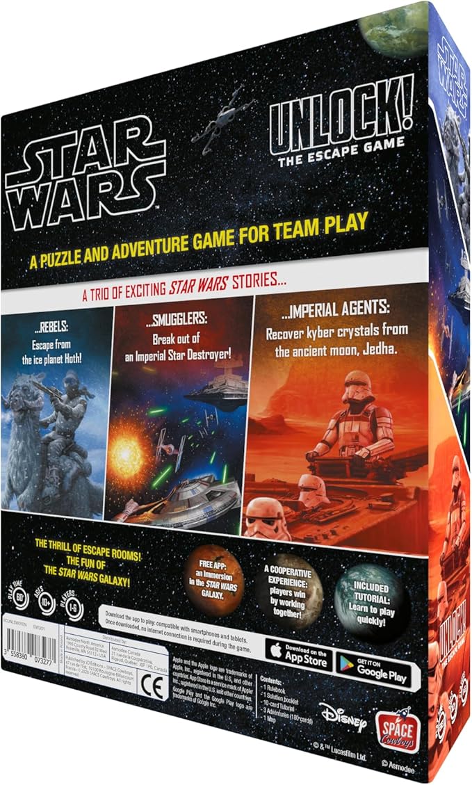 Asmodee Star Wars UNLOCK! The Escape Game - Embark on Epic Escape Room Adventures in a Galaxy Far Far Away Cooperative Game for Kids &amp Adults Ages 10+ 1-6 Players 1 Hour Playtime