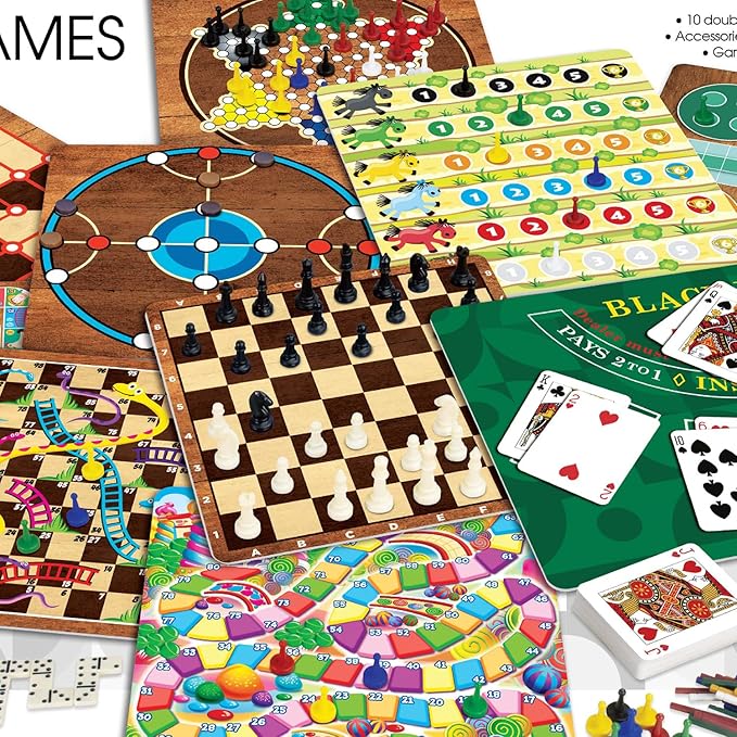 365 Games - Traditional Strategy Board &amp Card Games Tin Storage Container Game for Each Day of Year Family Ages 6+ 1-8 Players