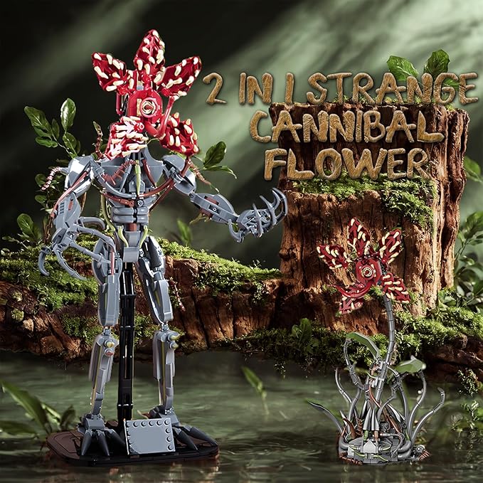 2 in 1 Strange Cannibal Flower Building Blocks Sets Piranha Flower Model Kits Horror Halloween Toys Gift for Adults Kids Teens 858 PCS