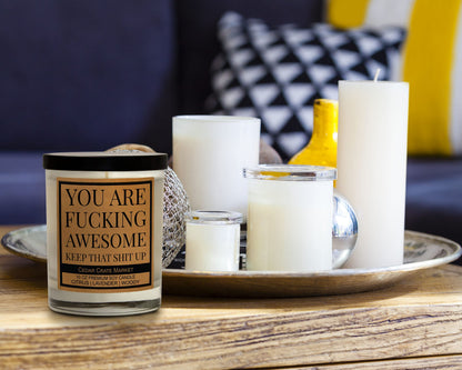 Best Friend, Gift for Women, Men - You are Awesome, Thank You Candle Gift for Her, Him, Inspirational Present for Coworker, Sister, Bestie, Funny Happy Birthday Candle,100% Soy Wax Handmade in the USA