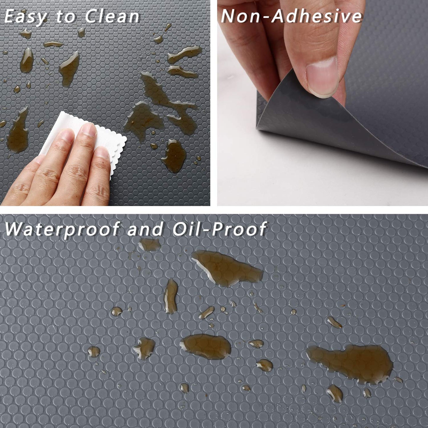 HooTown Shelf Liner Kitchen Cabinet Drawer Mats 23.6 Inch Wide x 19.6 Feet Long, Non Slip EVA Plastic Water Resistant Pad for Bathroom Drawers,Shoe Shelves, Under Sink, Gray