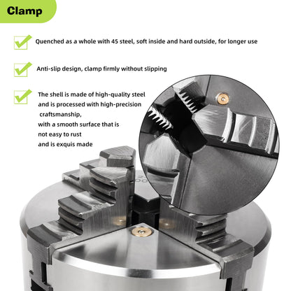 RATTMMOTOR K12-130mm CNC Router Table Rotary Milling Machine Rotational Axis A 4th Axis Through Hole 30MM, 4 Jaw Chuck Dividing Head Reducing Ratio 4:1, Nema34 Stepper Motor