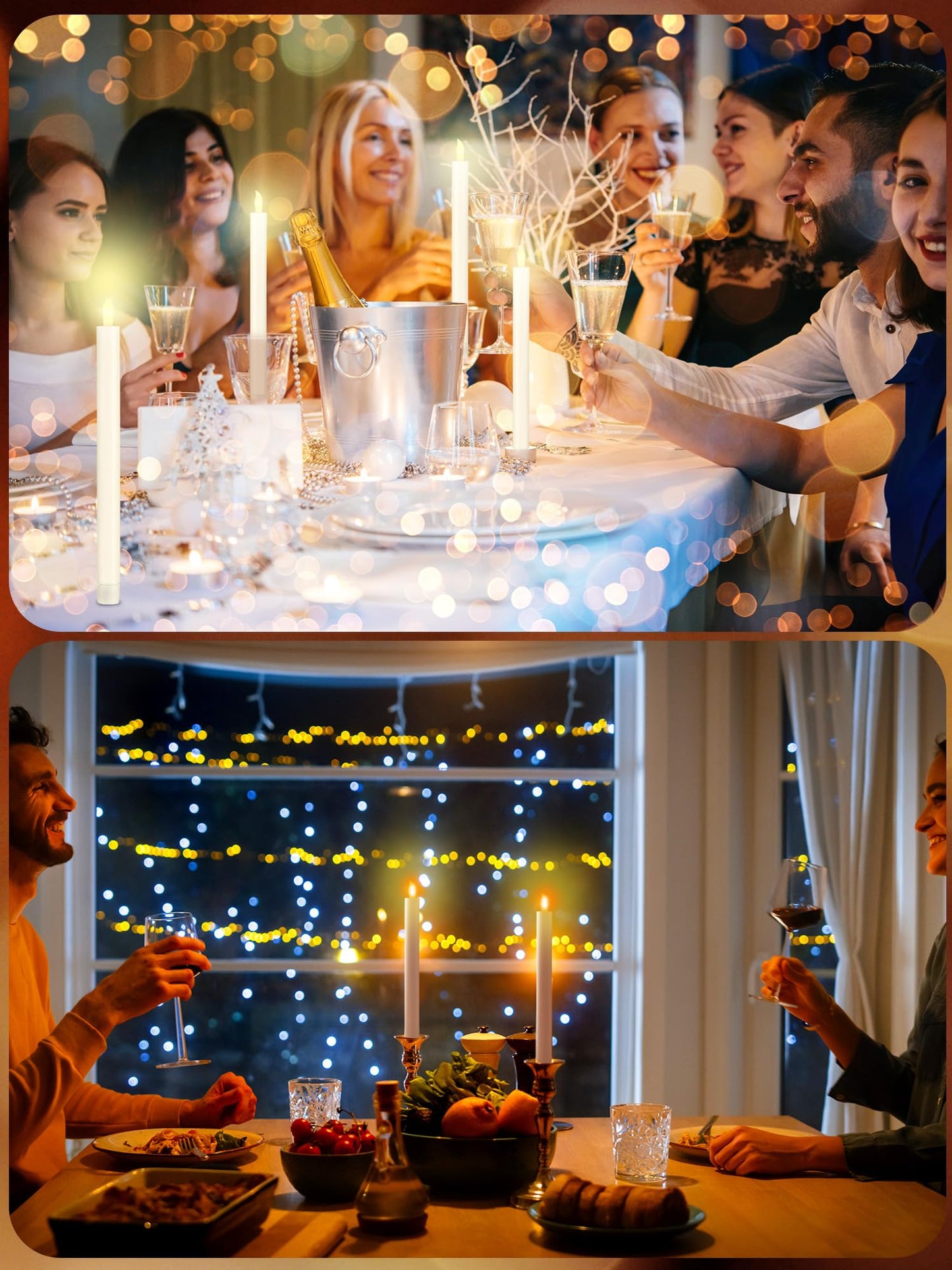 Funtery 48 Pcs Flameless LED Taper Candles Battery Operated Candles Bulk Realistic LED Candlesticks Flickering for Wedding Church Graduation Party Home Decor(Ivory,Modern Style)
