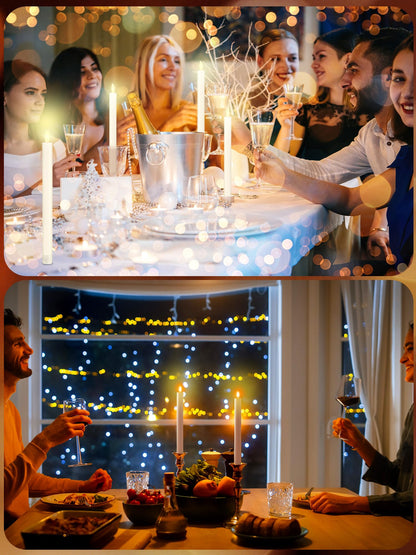 Funtery 48 Pcs Flameless LED Taper Candles Battery Operated Candles Bulk Realistic LED Candlesticks Flickering for Wedding Church Graduation Party Home Decor(Ivory,Modern Style)