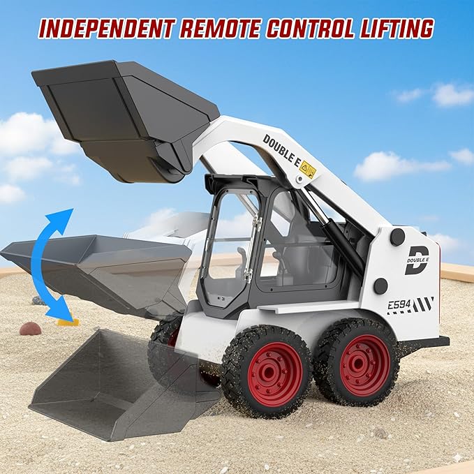 DOUBLE E RC Skid Steer Loader Toy for Kids1:14 Scale Remote Control Construction Truck with Lights Sound &amp Sounds 2.4GHz RC Truck Toy 360°RotationRC Front Loader Tractor Engineering Vehicles