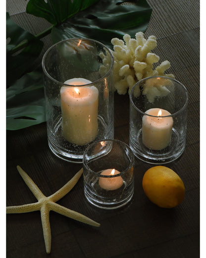 ARIAMOTION Glass Candle Holders Set, 3 Sizes 8" 5" 3.5" Height
