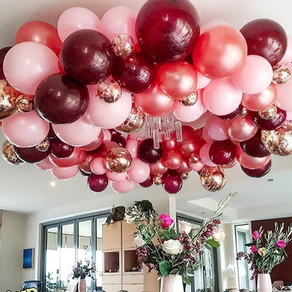 PartyWoo Burgundy Balloons 50pcs 5 Inch Small Dark Chestnut Red Maroon Balloons for Graduation Wedding Thanksgiving Birthday Bachelorette Citizenship Strawberry Theme Party Decorations Red-Y62