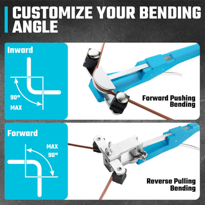 DURATECH Tube Bender Set, 1/4"-7/8" O.D. Ratcheting Pipe Bender with Pipe Cutter and Deburring Tool, 90° Forward/Reverse Pipes Bending Tools for HVAC Air Conditioning Refrigerator Repair