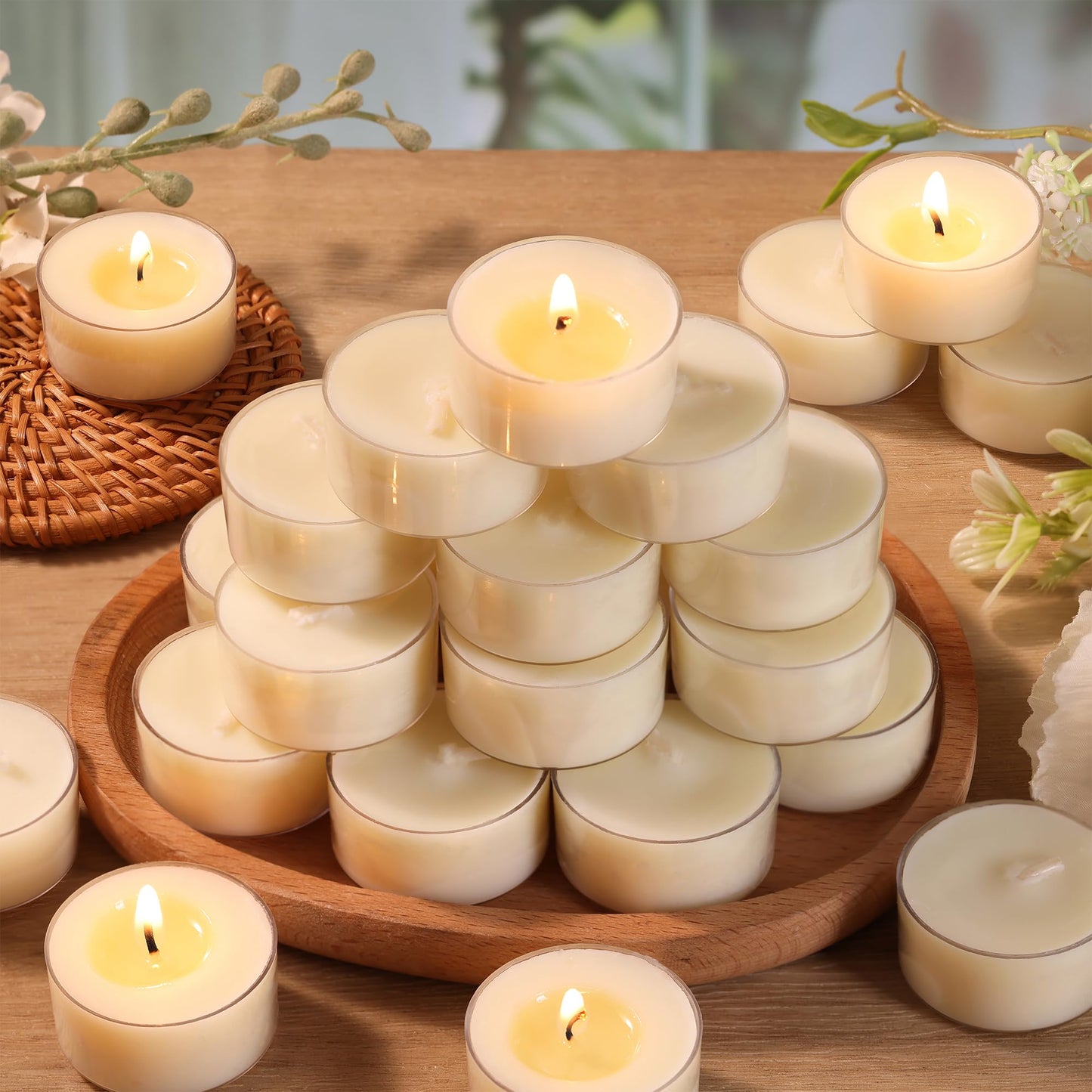 DEVI 6 Hour Soy Tealight Candles Bulk 25 Pack, Unscented Organic Tea Candles, White Emergency Votive Tea Lights-Burn Clean, Non-Paraffin Natural Soy Candle for Home Decor