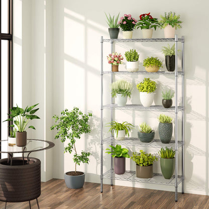 Auslar 5-Shelf Storage Shelves Heavy Duty 5 Tiers Standing Large Shelving Units Adjustable Metal Organizer Wire Rack, 14" x 36" x 72", Chrome