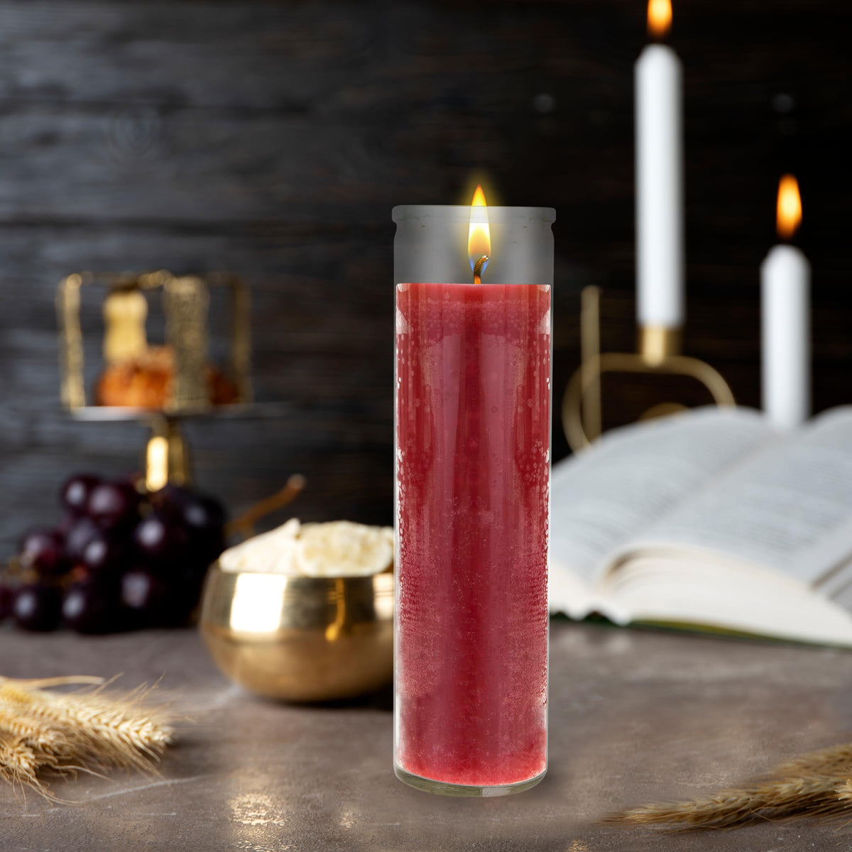 Mega Candles 3 pcs Unscented Red 7 Day Glass Container Devotional Prayer Candles, Premium Wax Candle 2 Inch x 8 Inch, Sanctuary, Vigils, Prayers, Blessings, Religious, Memorials, Remembrance
