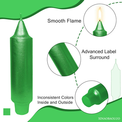 Christmas Metallic Green Candle 5 Inch Short Smokeless Taper Candles 4 Pack Unscented Dinner Candle for Christmas Dinner