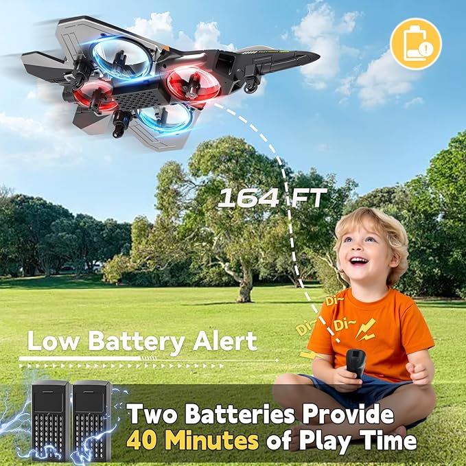 4DRC V17 Foam Remote Control Airplanes Rc Planes for Kids Adults 4-7 8-16 Remote Control Planes Fighter Jet with Light 360° Flip Fighter Jet Toy Gravity Sensing Stunt Roll Gifts for Kids Boys