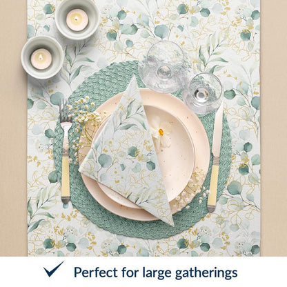 PAW - 50 Pieces Airlaid Paper Linen-Feel Napkins 16" x 16", Disposable Cloth-Like Napkins with Eucalyptus Design, Dinner Napkins for Kitchen, Party, Wedding, Barbecue, Picnic