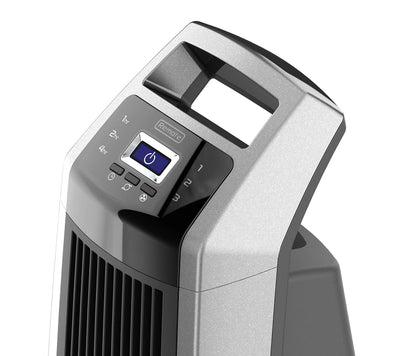 Lasko High Velocity Oscillating Tower Fan, 3 Powerful Speeds, Timer, Adjustable Directional Louvers, Remote Control, For Bedroom, Basement, Garage Use, Black/Silver, 35", U35120