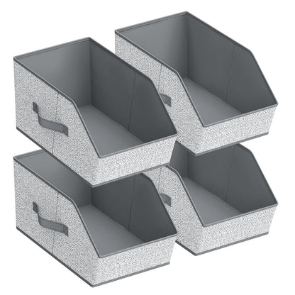 Homsorout Large Closet Storage Cubes - Closet Storage Bins with Dual Handles for Clothes, Towels, Toys, Shelf Organizer Bins for Bedroom, Nursery, Shelves, Small Spaces, Ant Light Gray, 4 Pack