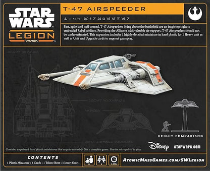 Asmodee Star Wars: Legion T-47 Airspeeder - Rebel Alliance Heavy Unit Updated Multilingual Cards Tabletop Miniatures Game Strategy Game for Kids and Adults Ages 14+ 2 Players 90 Min Playtime