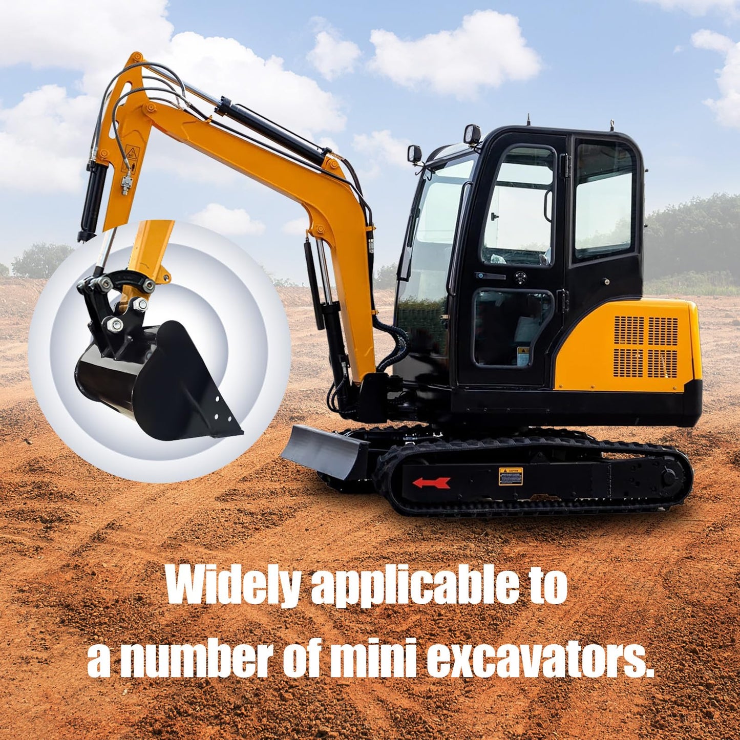 500mm Flat Bucket Accessories Toothless Bucket Compatible with 0.8-1.5 Tons of Small Excavators, Used to Load Sand, Soil, Clean Ditches