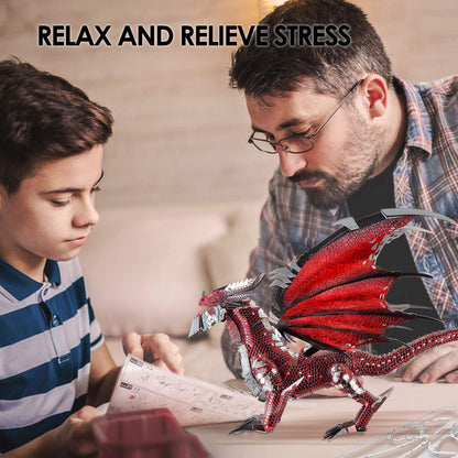 Piececool Black Dragon King 3D Metal Model Building Kits with DIY Tools Set, Challenging 3D Metal Puzzles for Family Time, Great Christmas Birthday New Year Gifts