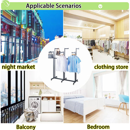 FKKPRVAX Floor Standing Metal Garment Rack - Heavy Retail Display Racks With Wheels, 8 Arms Clothing Rack, Square Tubing Portable Shirt Racks, Merchandise Display For Hanging Clothes (L-gold)