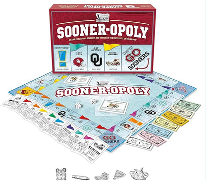 Late for The Sky University of Oklahoma Sooneropoly Board Game – Campus Edition Family Property Trading for 2–6 Players Alumni Students and Fans