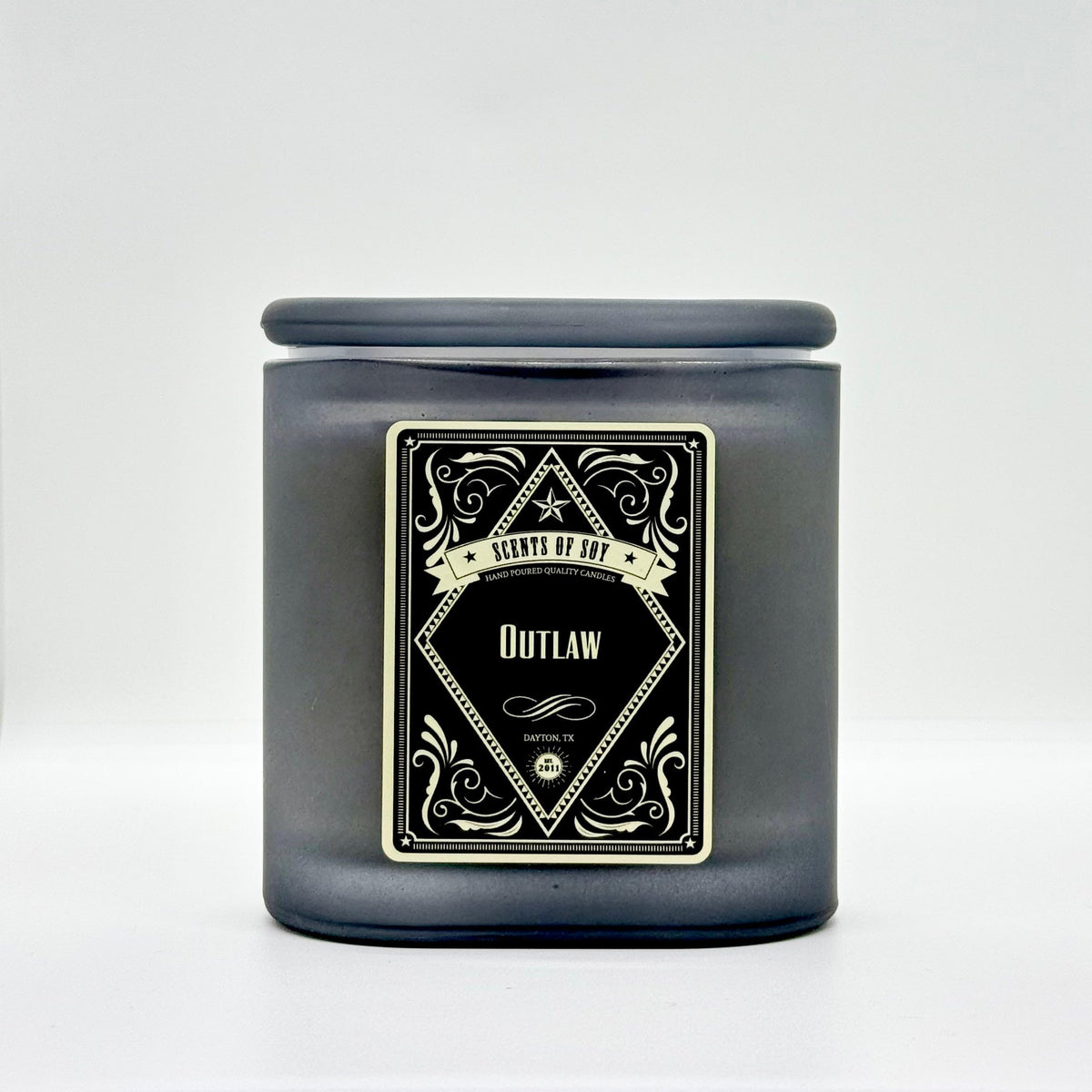 Outlaw Black Oval Glass Soy Candle