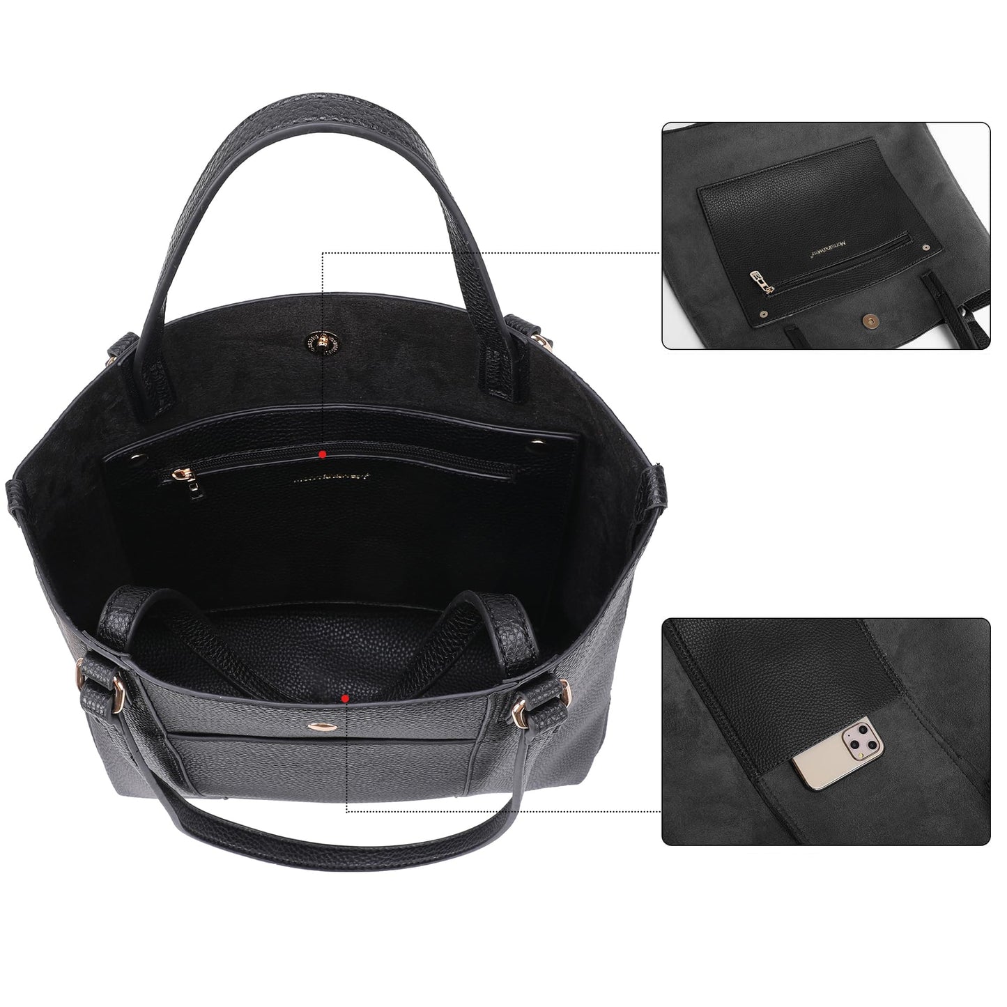 Montana West Tote Bag for Women Purses and Handbags Top Handle Satchel Purse Large Shoulder Handbag Black MWC-C021BK
