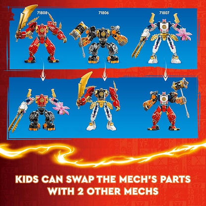 LEGO NINJAGO Kai’s Elemental Fire Mech Action Figure Mini Ninja Toy for Kids with Customizable Red Ninja Figure Plus Kai and Zane Minifigures Adventure Set for Boys and Girls Ages 7 and Up 71808