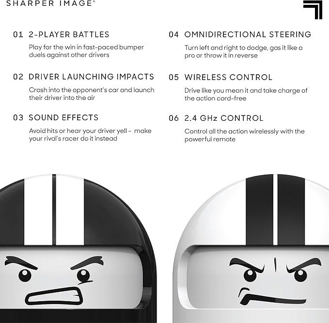 Sharper Image Road Rage Remote Control Cars Mini RC Speed Ejector Bumper Cars 2 Player Head to Head Battle Game with Ejecting Drivers Sounds &amp Lights Fun Indoor Kids Toys for Ages 6 and Up