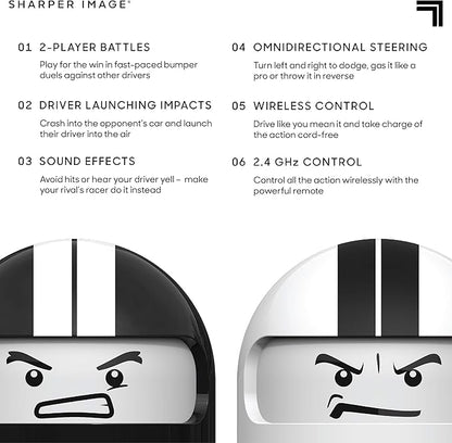 Sharper Image Road Rage Remote Control Cars Mini RC Speed Ejector Bumper Cars 2 Player Head to Head Battle Game with Ejecting Drivers Sounds &amp Lights Fun Indoor Kids Toys for Ages 6 and Up