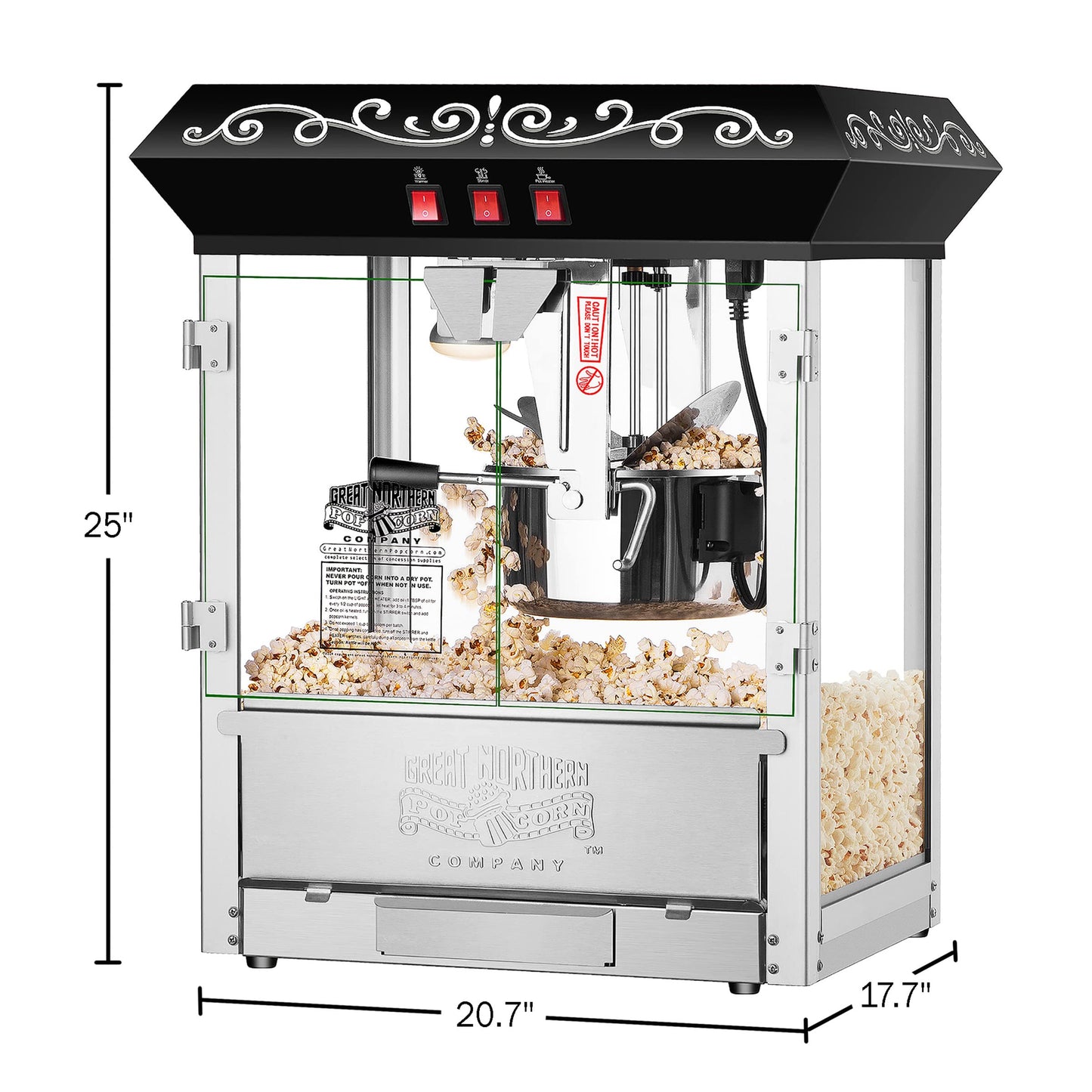 Perfect Popper Countertop Popcorn Machine - Commercial 4.5-Gallon Hot Air Popper with Antique Look and Warming Deck, Black - by Great Northern Popcorn
