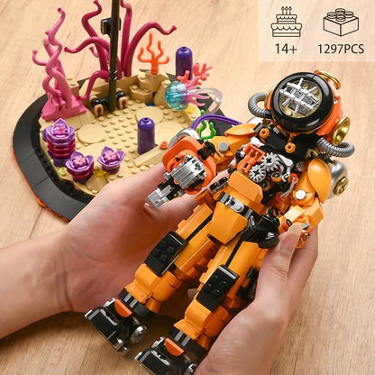 Steampunk Diver Building Set for AdultsDeep Sea Explorer Model ToysHome Office Decor Building Blocks with BaseSTEM Gift for Teen 14+(1287 Pieces)