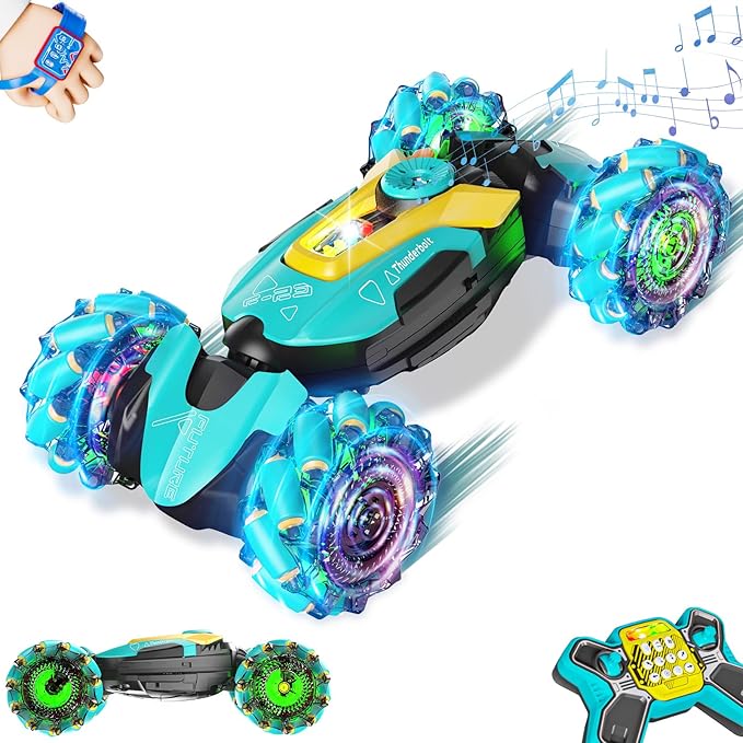 Gesture Sensing RC Stunt CarRemote Control Car Toys for Ages 5-134WD All-Terrain with 360° Flips &amp LED Music Show3-6 Year Old Boy Birthday GiftIndoor/Outdoor Play &amp Gifts for Boys Toys Ag