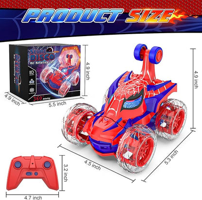 Remote Control Car Stunt RC Cars 360° Rotating with 2.4GHz Rechargeable Wheel Lights Toys Car Gift for Boys 3 4 5 6 7 8 9 10 11 12 (Red)