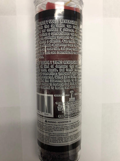 Holy Death 7 Color 7 Times Reversible (Santa Muerte 7 Veces Reversible) Pillar Prepared Scented Candle in Glass