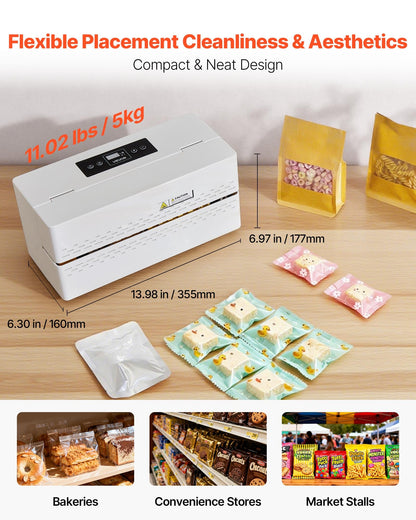 VEVOR Continuous Sealing Machine, 0.32-0.47 in Seal Width, Automatic Continuous Band Sealer with Digital Temperature Control, Automatic Shutdown, Heat Sealing Machine for 0.002-0.0.008 in Plastic Bags