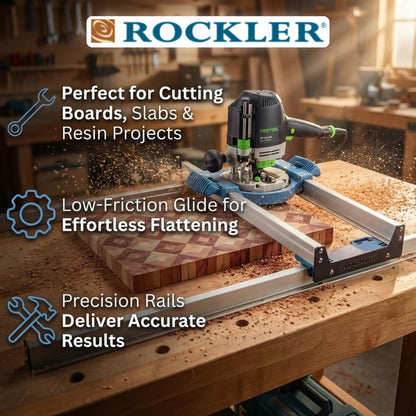 Benchtop Board Slab Flattening Jig – Precision Router Flattening Sled System for Wooden Slabs, End-Grain Boards & Resin Projects – Durable Tabletop Jig Fits Most Woodworking Routers
