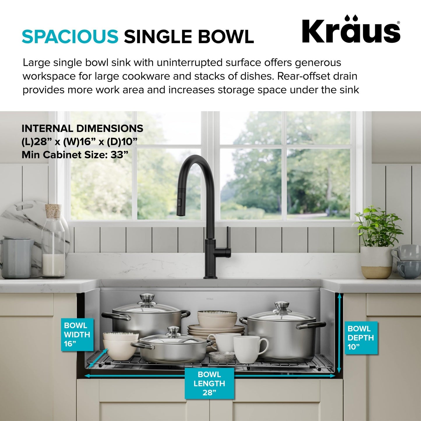 Kraus Kore 30-Inch Farmhouse Workstation with In Sink Dish Drying Rack, Stainless Steel Kitchen Sink, KWF410-30