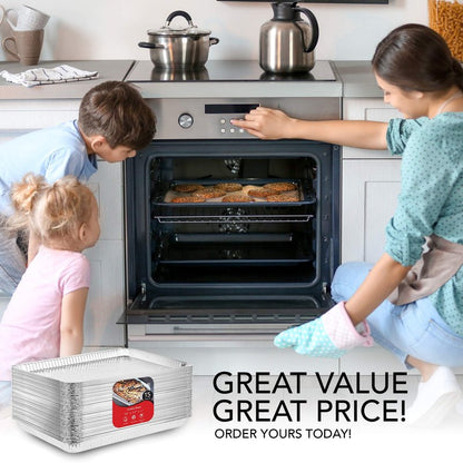 Stock Your Home Aluminum Pans - 15 Pack Disposable Aluminum Foil Trays - Reusable Nonstick Baking Sheets - 16 Inch x 11 Inch