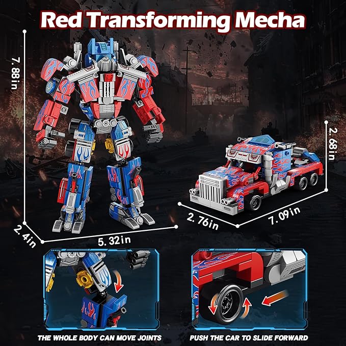 HIGH GODO Transforming Building Set 2in1 Transforming Robot and Truck Building Kit Cool Robots Gifts Toys for Teens Adults 14+ (879 PCS)