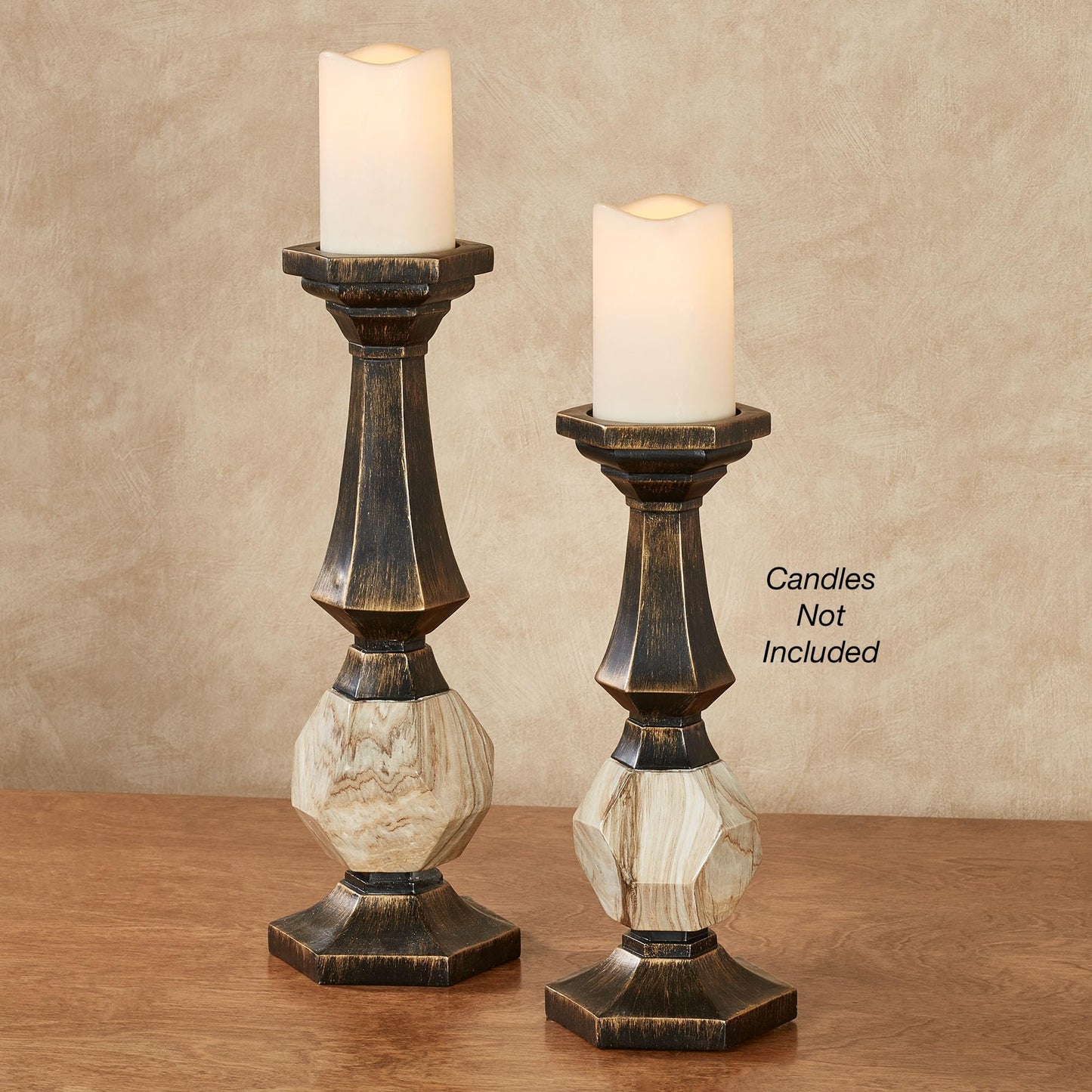Zane Candleholders Black/Gold Set of Two