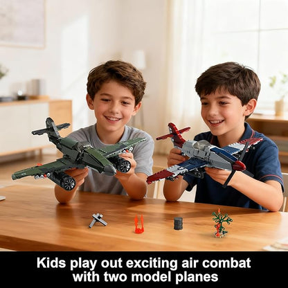 WW2 Military Airplane Toy Building Sets Compatible with Lego Me 262 Fighter Jet &amp P-51D Plane Army Model Kits for Military Fans Kids &amp Adult