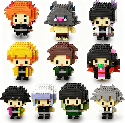 10 Kill Demon Anime Figures Building Block Kit Set Top Popular Monster Slayer Characters Micro Brick Models Head Japanese Manga Toy Merch Collectible Valentine's Day Gift for Fans Teen 14+(2000PCS)