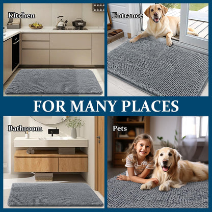 OLANLY Dog Door Mat Bundle - 5 Pieces in Grey | 4 Doormats (30x20) + 1 Extra Mat (30x20)