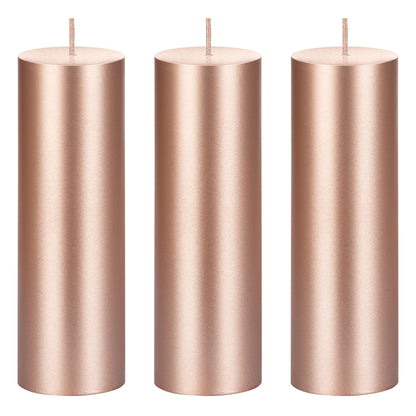 Mega Candles 3 pcs Unscented Solid Rose Gold Pillar Candles, Hand Poured Premium Wax Candle 2 Inch x 6 Inch, Home Décor, Spas, Weddings, Occasions, Party, Centerpieces, Holidays, Vigils, Prayers