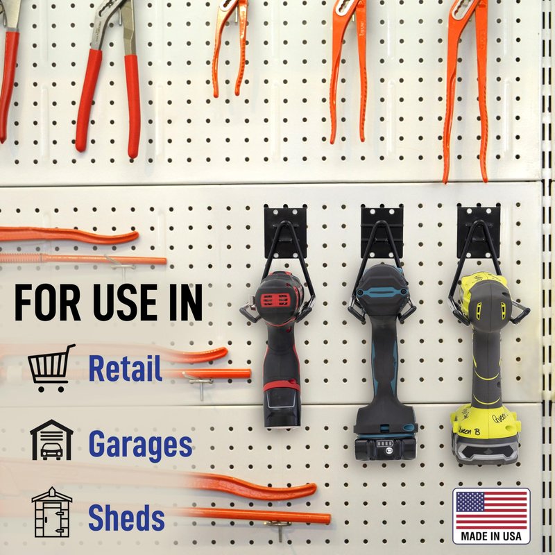 Victory Display Heavy Duty Garage Hooks | for Tools, Ladders, Garden Equipment | Fits Pegboard & Slatwall | Storage Hook for Hanging | Shed Wall Organizer for Tool Rack, Garage Wall Hangers | 3-Pack