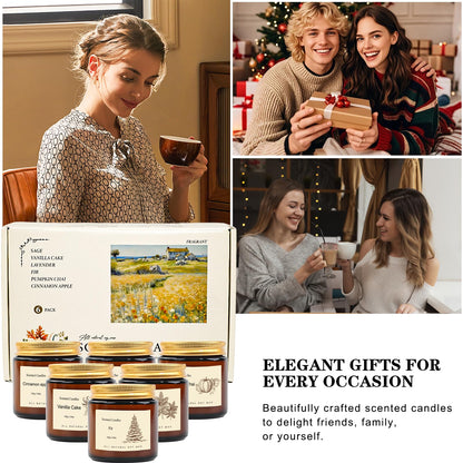 Scented Candles Gift Set for Home, 12 Pack Aromatherapy Soy Candles, 6 Fragrance Scents with 2 Gift Boxes, Long Lasting Small Candles for Relaxation, Bathroom Bedroom Office Gifts for Women