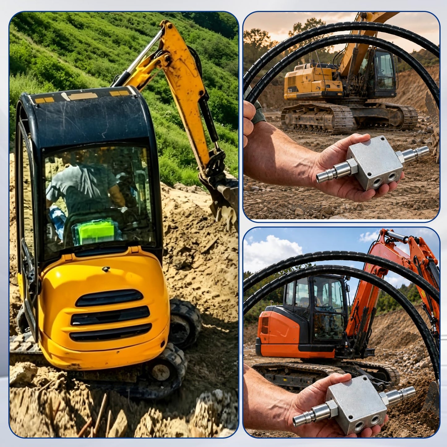 New Mini Excavator Cushion Valve Kit Fit for Any mini Excavator or Machine with a 1/4” Hydraulic Hose and an M14x1.5 Threaded Hydraulic Hose end.