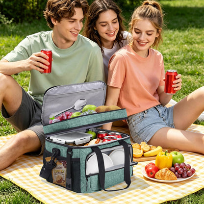 BAVGRED Insulated Lunch Box for Adults, 24 Cans Large Cooler Bag with Double Deck, Leakproof Waterproof Lunch Bag with Adjustable Strap for Work Office Picnic Beach