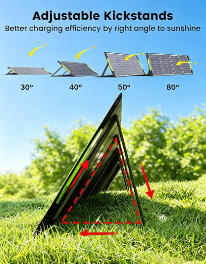 Greenmagic 200 Watt Portable Solar Panel, 23.5% High Efficiency 200W Foldable Solar Panel Charger IP67 Waterproof Solar Panel Kit w/DC XT60 MC4 Anderson Output for Home Farm Camping RV Power Station